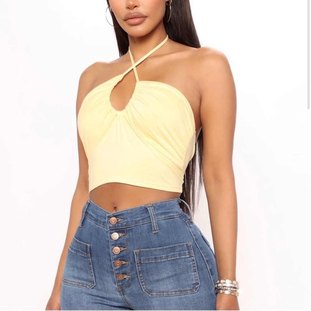Yellow ruched crop top